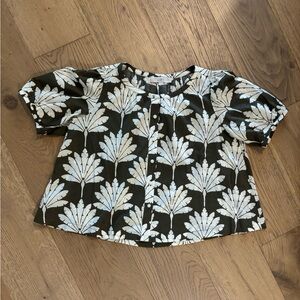 LOFT Green and White Floral Blouse